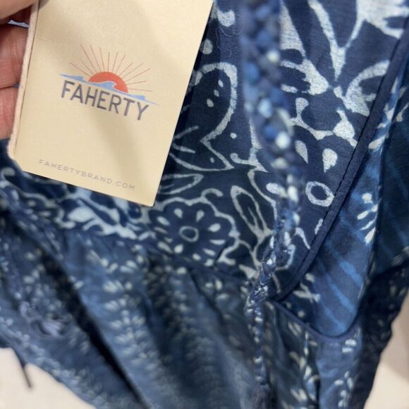 Faherty Solstice Mini Dress Sunburst Mix Print Silk Blend $298 XS New Boho Girli - Picture 8 of 13
